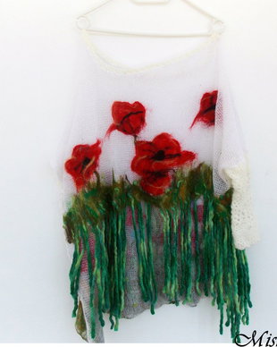 Vandut Pulover/ Bluza pentru seri racoroase de vara cu flori de vra impaslite