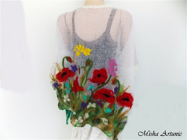 Vandut Pulover/ Bluza pentru seri racoroase de vara cu flori de vra impaslite