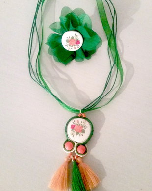 Set de primavara: colier soutache si inel verde