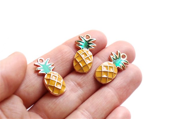 Charm Ananas auriu emailat - Pineapple