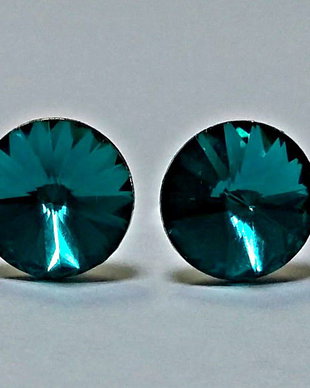 Cercei argint 925 cu piatra Swarovski Rivoli 8mm Blue Zircon