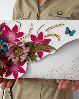 poseta plic handmade unicat din piele - Love in the light