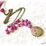 Colier Cutiuta cu flori si agate magenta