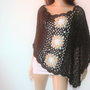 Poncho tricotat crosetat bumbac
