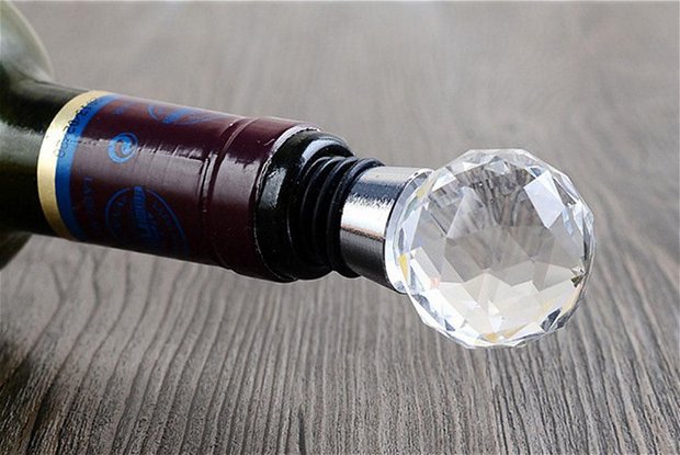 9639 - Dop pt sticle, decorativ, reutilizabil, cristal fatetat metal inoxidabil cauciuc, 30x95mm