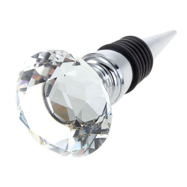 9640 - Dop pt sticle, decorativ, reutilizabil, cristal fatetat metal inoxidabil cauciuc, 30x95mm