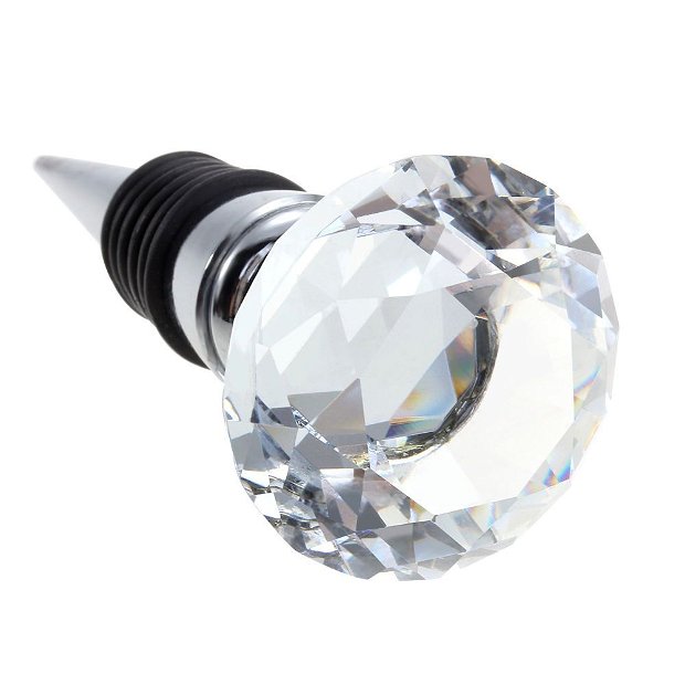 9640 - Dop pt sticle, decorativ, reutilizabil, cristal fatetat metal inoxidabil cauciuc, 30x95mm