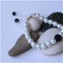 bratara tip shamballa din perle si cristale - black & white