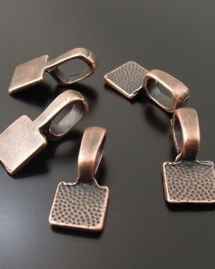 9783 - (10) Agatatoare pt lipit pandative, cupru, 15x7x5mm