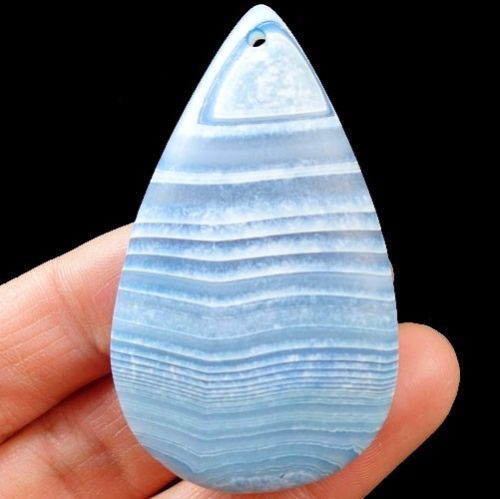 9543 - Pandantiv, agata, bleu, picatura, 58x34x8mm