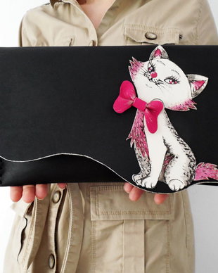 poseta plic handmade unicat din piele - Dark Marie The Aristocat