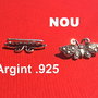 Fluturas din argint partial antichizat - distantier multisir pentru margele mici (7 siruri) - aprox 3.5x7.5x16 mm