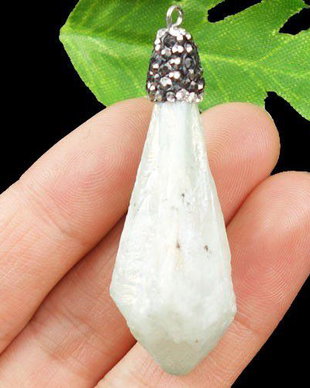 9805 - Pandantiv agata druzy, forma neregulata, rhinestones, 50x14x10mm