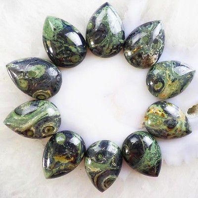 9784 - (2buc) Cabochon, jasp kambaba, picatura, 25x18x6mm