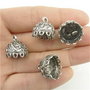 9656 - (10buc) Charm stil Jhumka, aliaj metalic aspect argintiu antichizat, 14,5x14mm