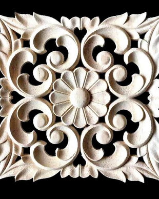 9808 - (1buc) Decoratiune, lemn de cauciuc sculptat nefinisat, mandala, 15x15cm