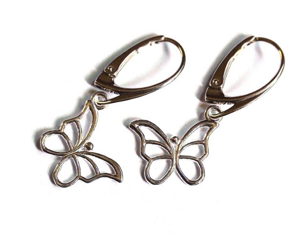 Cercei model fluture stilizat din Argint 925 - CE414 - cadou romantic delicat pentru ea, cercei cu fluturasi