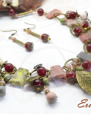 Set de toamna cu jasp,agat rhodocrozit si opal
