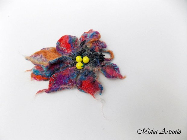 Clema par/ Brosa impaslita floare multicolora