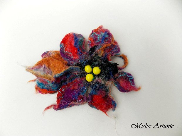 Clema par/ Brosa impaslita floare multicolora
