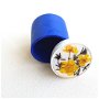 Cutie albastra cu flori presate, pentru bijuterii, Cutie inel de logodna