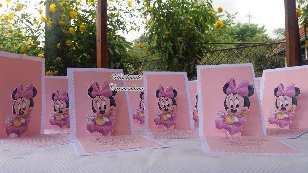 Invitatie 3D Baby Minnie Mouse