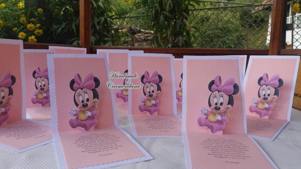 Invitatie 3D Baby Minnie Mouse