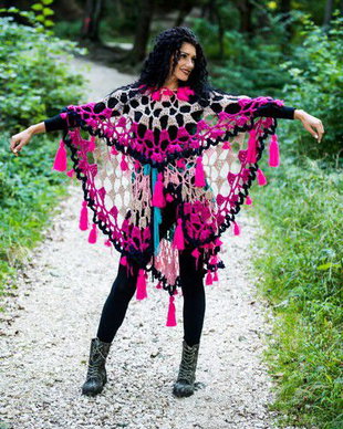 poncho cu multa culoare
