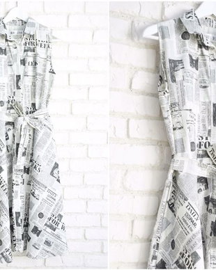 Rochie Clos Camasa - imprimeu ziar