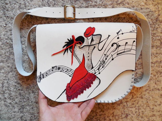 Geanta "Crossbody" handmade unicat- Dancing in Red