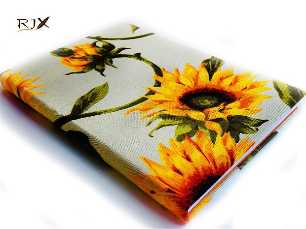 Jurnal "Floarea soarelui" - jurnal cu coperte tari imbracate in bumbac cu imprimeu