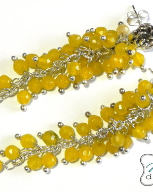Cercei agate galbene fatetate - 10011
