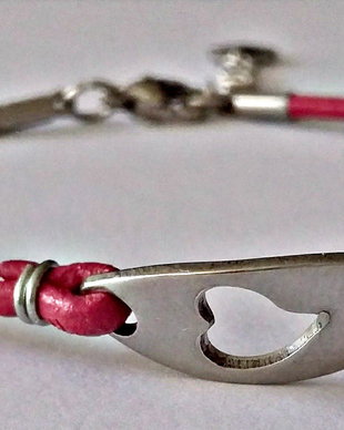 Bratara snur piele si link inox