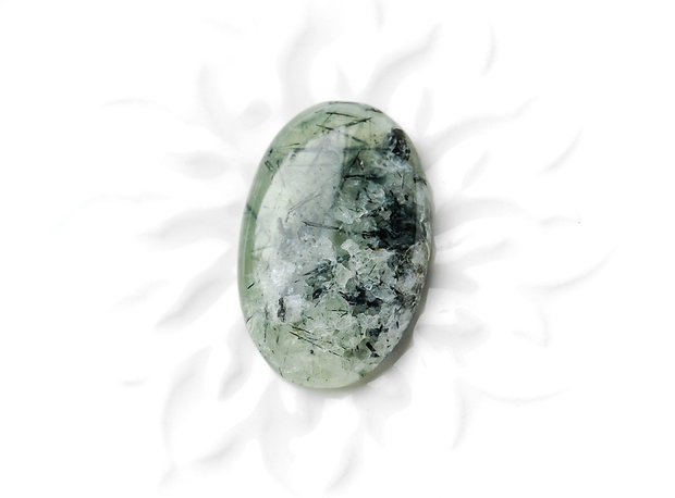 Cabochon prehnit crackle - turmalinat