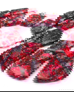 Colier statement din Argint 925, Jasp sediment rosu, Pirita, Hematit auriu - CO422 - colier rosu ciclam, colier pietre semipretioase, cadou romantic, cadou Valentine's day, colier ocazie