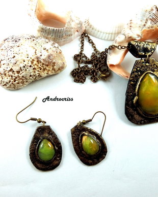 Yellow stones  set colier si cercei