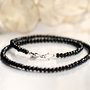 Colier cu spinel natural negru - microfatetat - cu elemente de argint 925