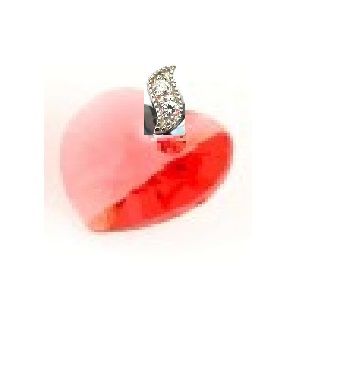 REZERVAT D. - Pandantiv rose peach din Cristale Swarovski inima si argint 925 - PA155.1 - Colier casual delicat, colier elegant, colier romantic inima