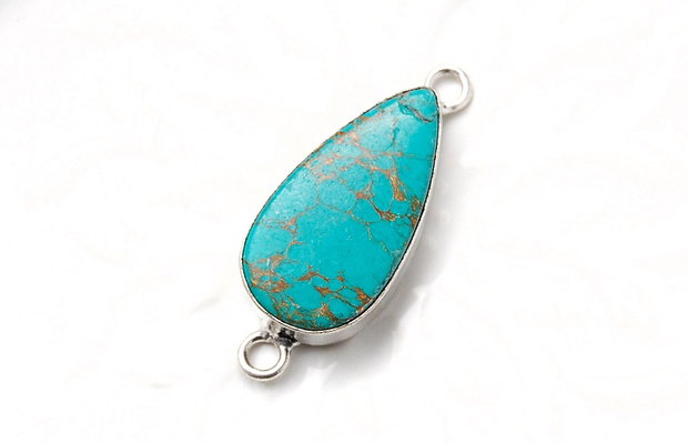 Conector Magnezit - Copper turquoise montant in rama de alama argintata