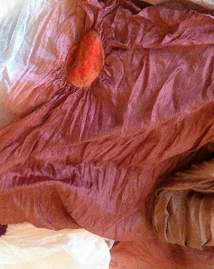 Esarfa de matase naturala cu insertii de lana impaslita