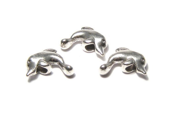Margele din metal, argintiu antichizat, 10x19 mm