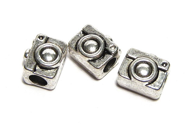 Margele din metal, argintiu antichizat, 12x10 mm