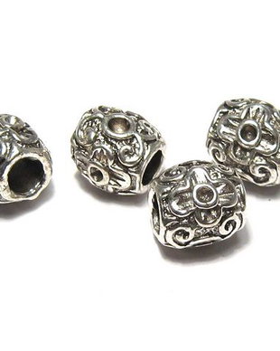 Margele din metal, argintiu antichizat, 10x9.5 mm