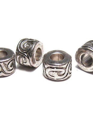 Margele din metal, argintiu antichizat, 7x10 mm
