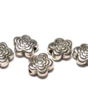 Margele din metal, argintiu antichizat, 6x6 mm