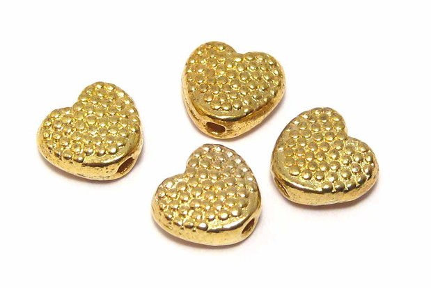 Margele din metal, aurii, inimioara, 7x7.5 mm
