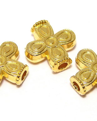 Margele din metal, aurii, cruciulita, 20x14 mm