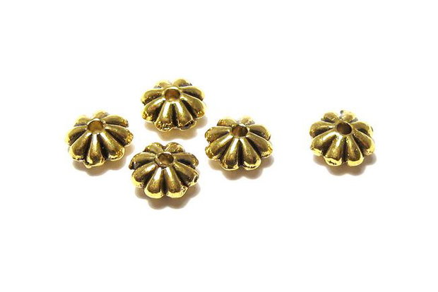 Margele din metal, auriu antichizat, 6x2.5 mm