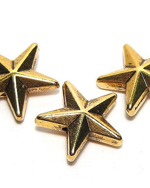Margele din metal, auriu antichizat, stea, 13x12 mm