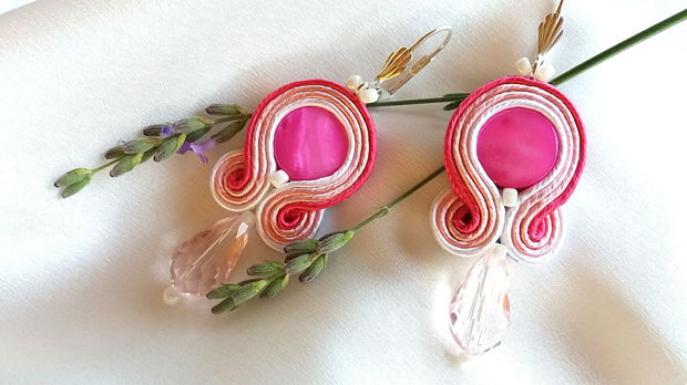 Cercei soutache roz-fucsia